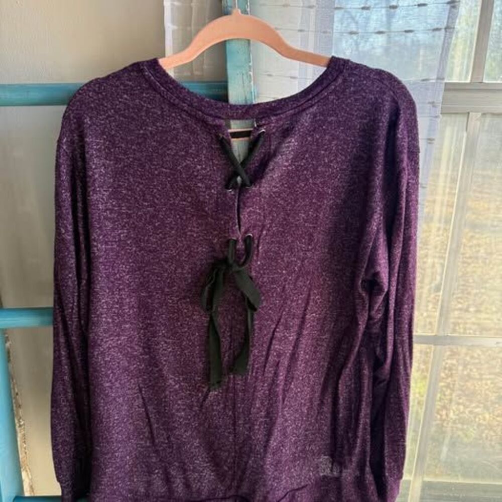 Dark purple lace up back sweater